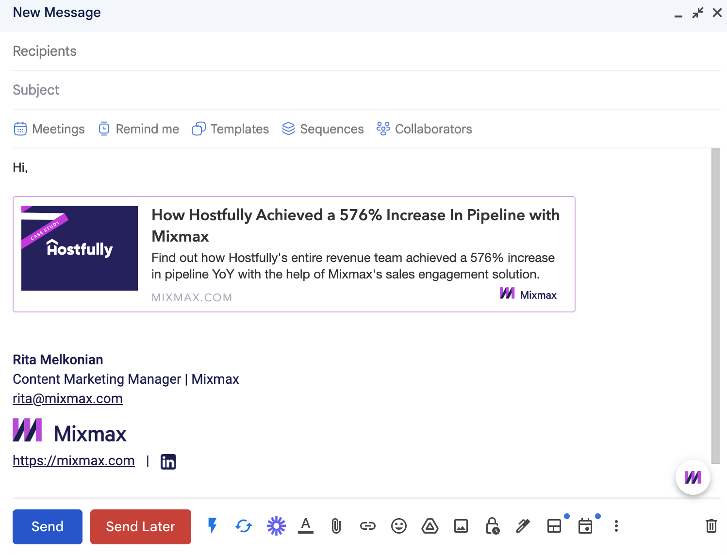 Link preview in email Mixmax